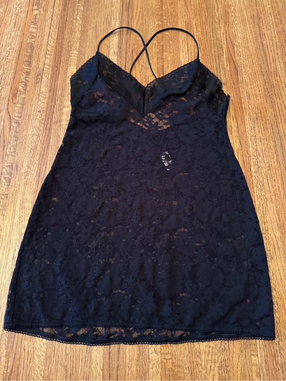 Victoriaโs Secret Black Sheer Floral Lace Chemise Slip Dress โ Size M